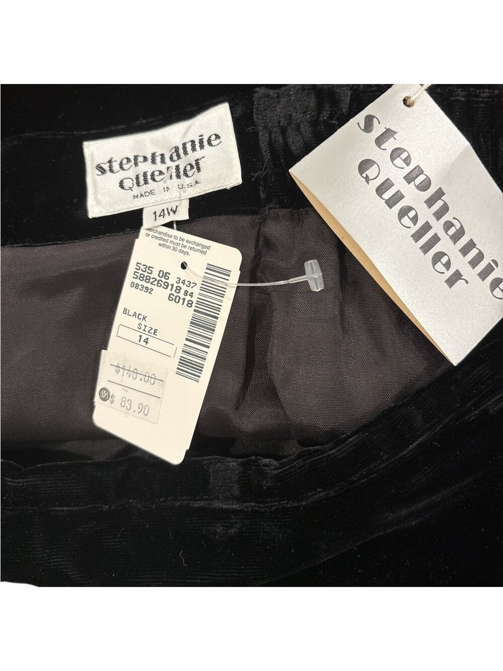 NWT 90s STEPHANIE QUELLER VELVET BLACK MIDI PENCIL SKIRT LUXURY SZ 14W - Picture 7 of 8